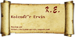 Kolcsár Ervin névjegykártya