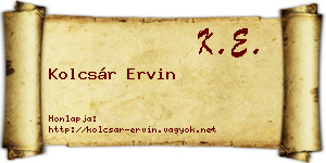 Kolcsár Ervin névjegykártya