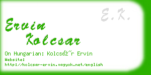 ervin kolcsar business card